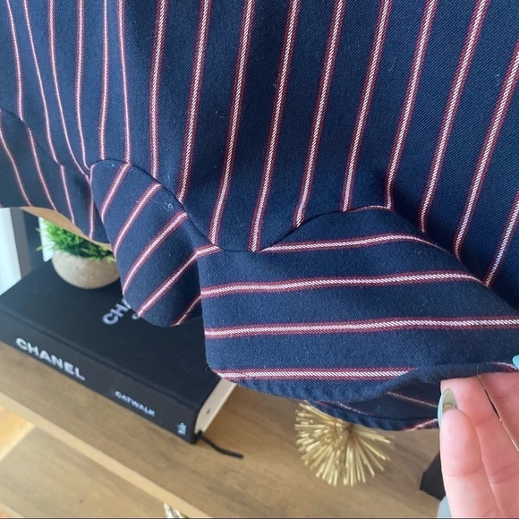 ZARA Pinstripe Ruffle Hem Peplum Striped Top - Picture 2 of 6